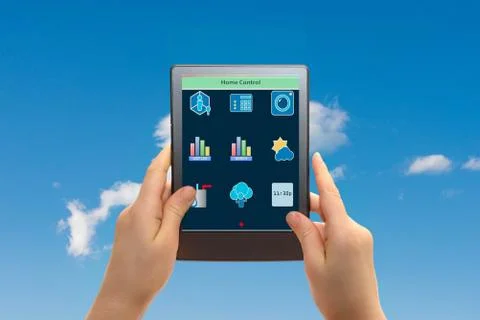 Remote home control system on a digital tablet 写真素材