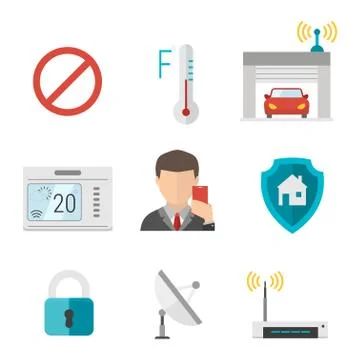 Remote home control system icons Illustrazione stock