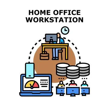 Remote home office workstation connecting freelancers and digital business Stock Illustration