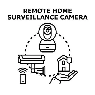 Remote home surveillance camera protecting security system Stock Illustration