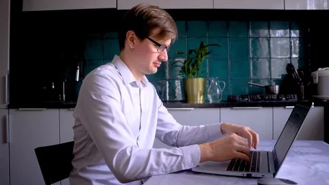 Remote home work during the quarantine period of the Covid 19 coronavirus, when Stock Footage 128605538