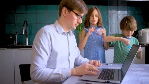 Remote home work during the quarantine period of the Covid 19 coronavirus, when Stock Footage 128606313