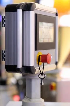 Remote industrial control panel with touch screen Stock Photos
