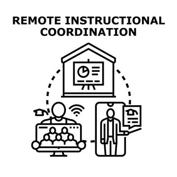 Remote instructional coordination concept illustration learning online Ilustração Stock