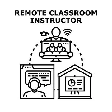 Remote instructor leading online classroom education learning Illustrazione stock