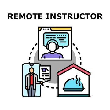 Remote instructor teaching online culinary arts class Stock Illustration