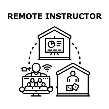 Remote instructor teaching online via video conference Stock Illustration