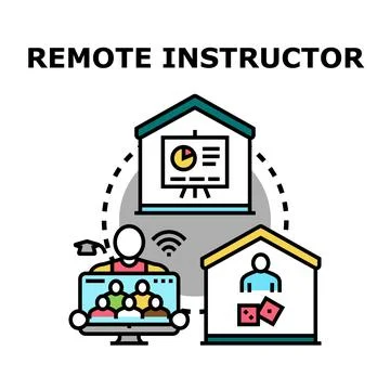 Remote instructor teaching online via video conference Stock Illustration