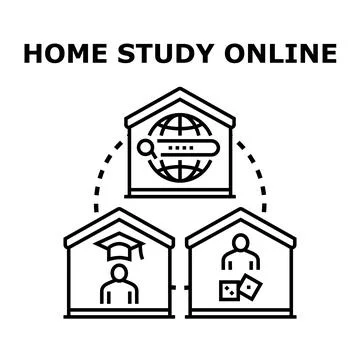 Remote internet studying education and home learning concept Stock Illustration