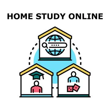 Remote internet studying education and home learning concept Stock Illustration