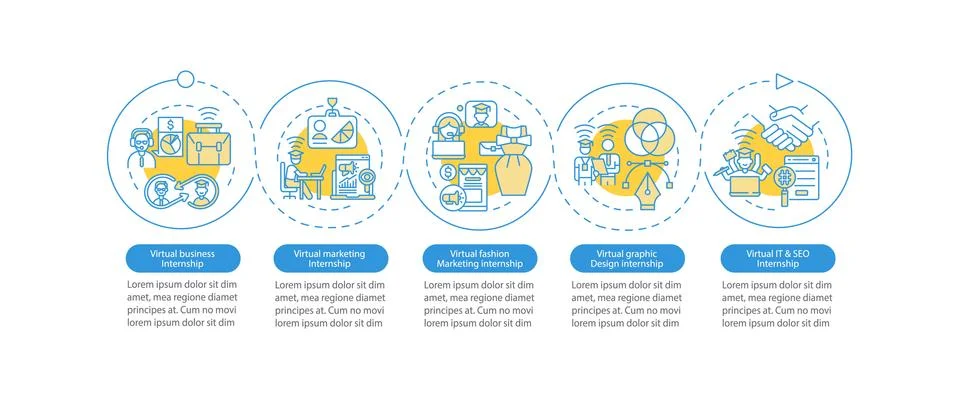 Remote internship areas vector infographic template Illustrazione stock