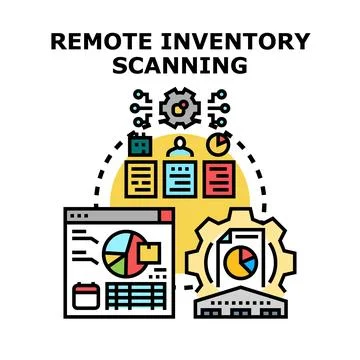 Remote inventory scanning concept for business management Stock Illustration
