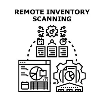 Remote inventory scanning concept for business management Illustrazione stock