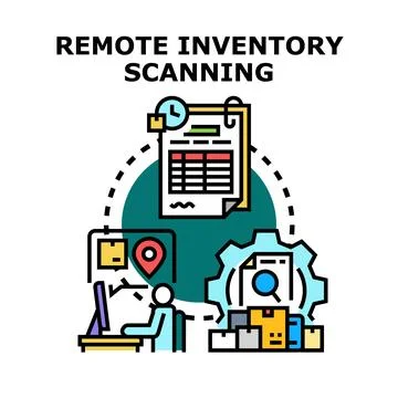 Remote inventory scanning data management vector illustration Stock Illustration
