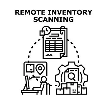 Remote inventory scanning data management vector illustration Stock Illustration