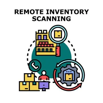 Remote inventory scanning process and warehouse logistics management Stock Illustration