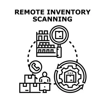 Remote inventory scanning process and warehouse logistics management Stock Illustration