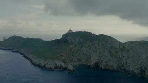 Remote island lighthouse aerial Stock Footage 238367161