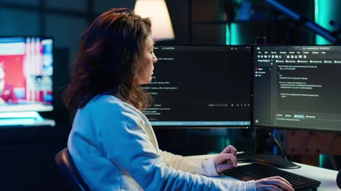 Remote IT employee typing on keyboard, increasing data security Stock Footage 283594836