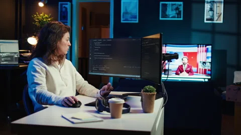 Remote IT employee typing on keyboard, increasing data security Stock Footage 283690378