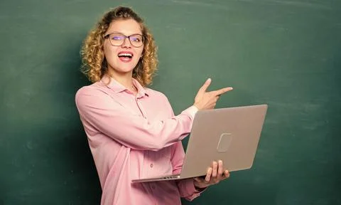 Remote job. Informatics and programming. Online schooling concept. Woman laptop Stock Photos