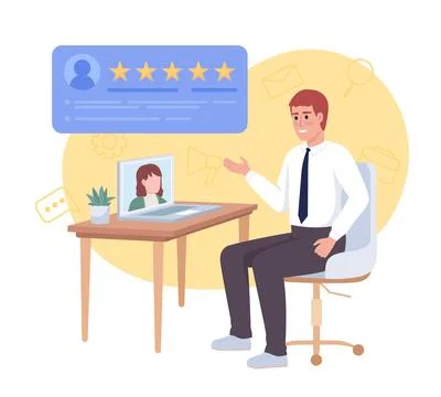 Remote job interview 2D vector isolated illustration Stock-Illustration