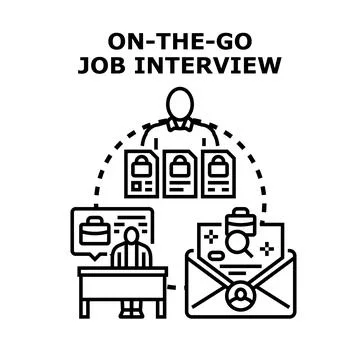 Remote job interview concept for online recruitment Stockillustratie