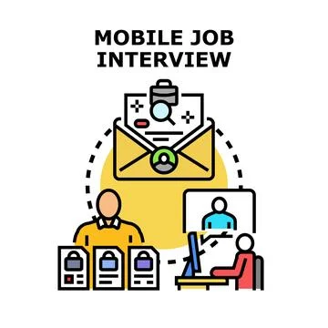 Remote job interview concept with online recruitment Stock Illustration
