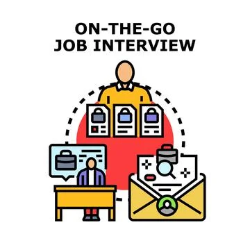 Remote job interview concept for online recruitment Stock Illustration