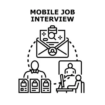 Remote job interview concept with online recruitment Stock Illustration