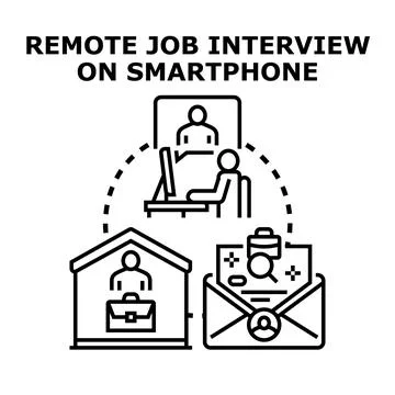 Remote job interview process and online recruitment concept Stockillustratie