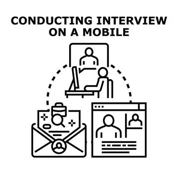 Remote job interview process and online recruitment concept Stockillustratie