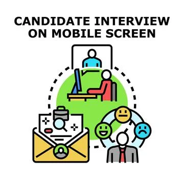 Remote job interview process and candidate selection Stock Illustration