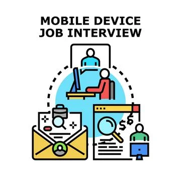 Remote job interview process and online recruitment concept 库存插图