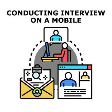 Remote job interview process and online recruitment concept Stock Illustration