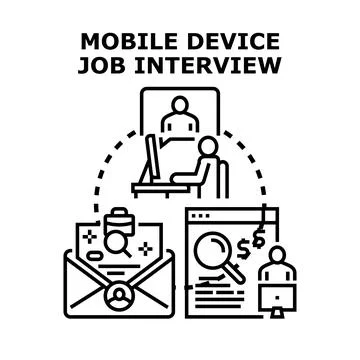 Remote job interview process and online recruitment concept 库存插图