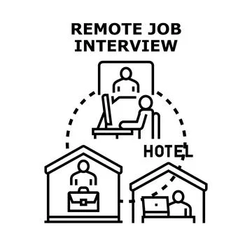 Remote job interview process concept vector illustration Stock Illustration