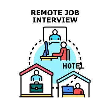 Remote job interview process concept vector illustration Stock Illustration
