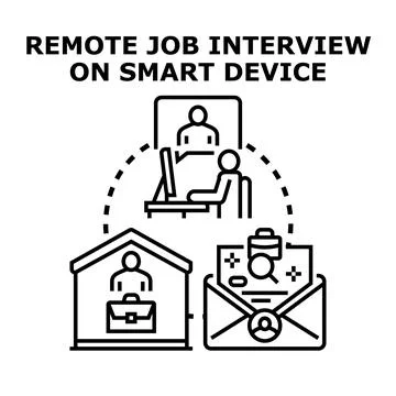 Remote job interview process with digital platform 스톡 일러스트