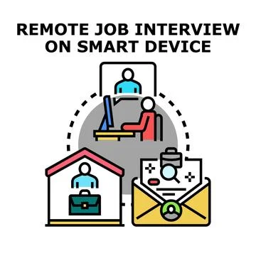 Remote job interview process with digital platform Stock Illustration