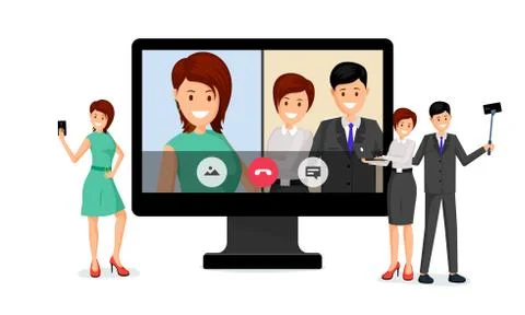 Remote job interview vector illustration Illustrazione stock