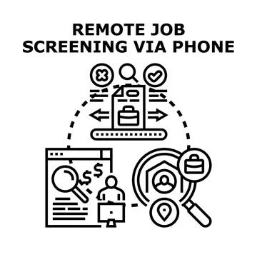 Remote job screening via phone concept illustration 스톡 일러스트