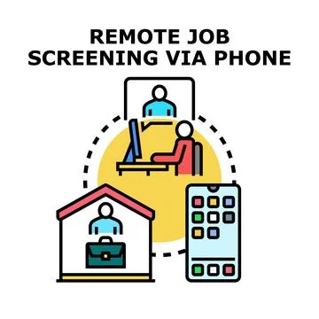 Remote job screening process via phone interview イラスト素材