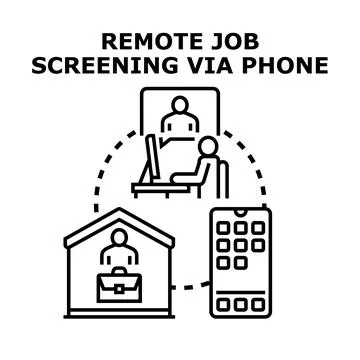 Remote job screening process via phone interview Stockillustratie