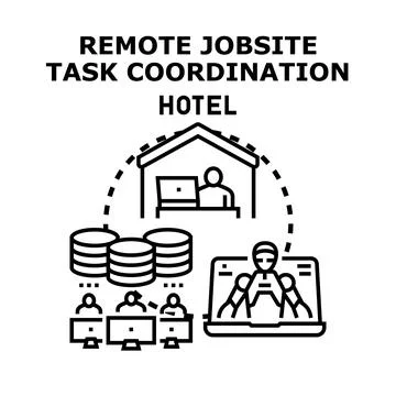 Remote jobsite task coordination organizing digital workforce Stock Illustration