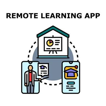 Remote learning application delivering online education concept Stock Illustration