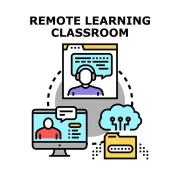 Remote learning classroom concept vector illustration Stock Illustration