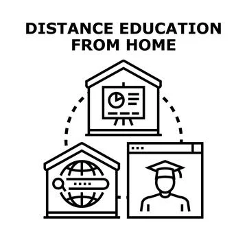 Remote learning distance education from home concept Stock Illustration