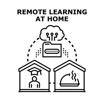 Remote learning at home student education online technology Stock Illustration