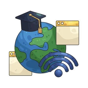 Remote learning illustration Stock Illustration